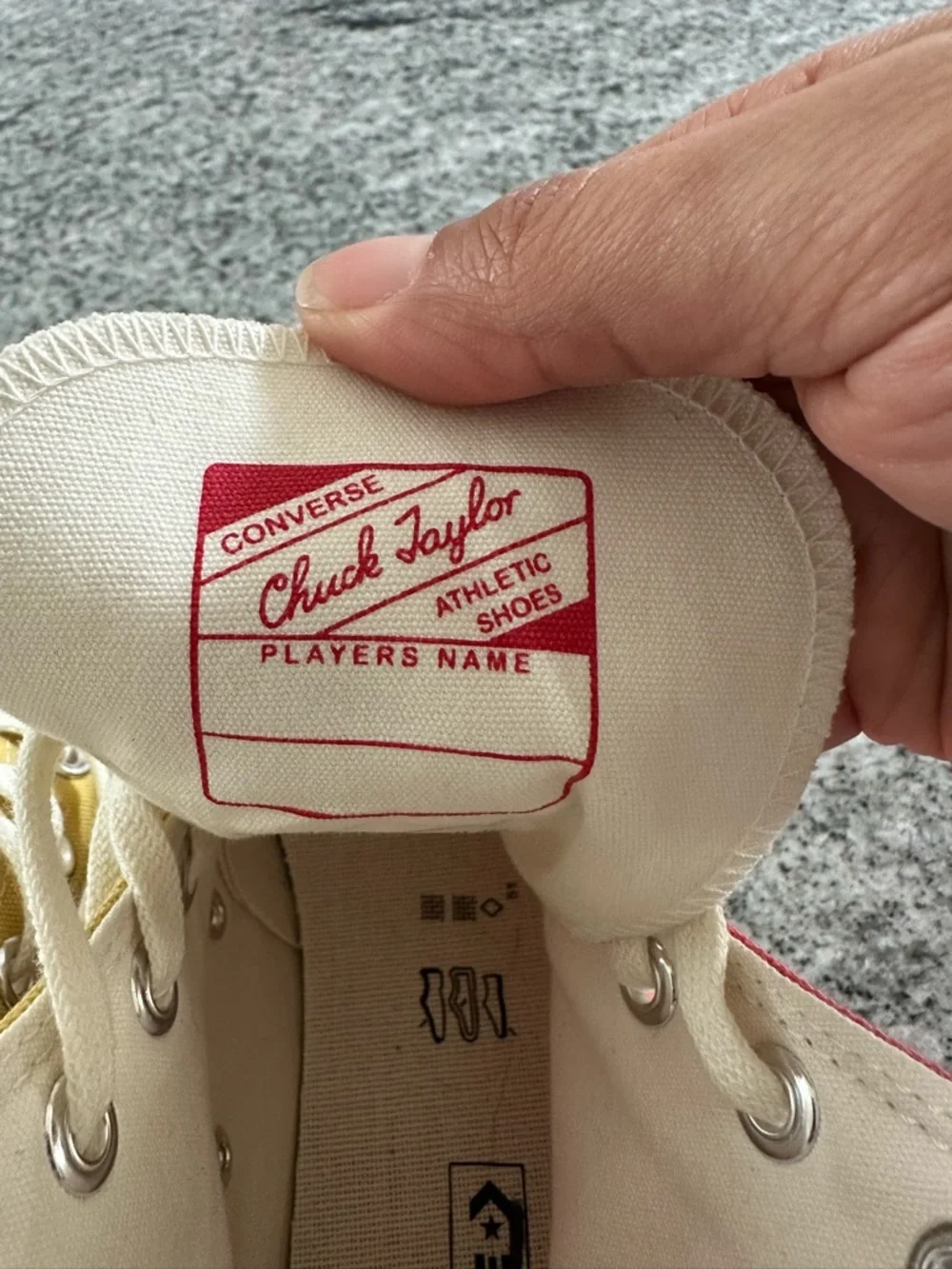 Two-Tone High Top Converse Canvas Sneakers in Coral & Yellow - Picture 9 of 11